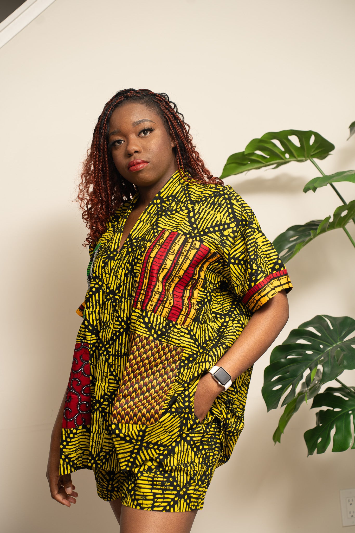 African Print Top and Short - Vibrant Tribal-Inspired Sunburst Design