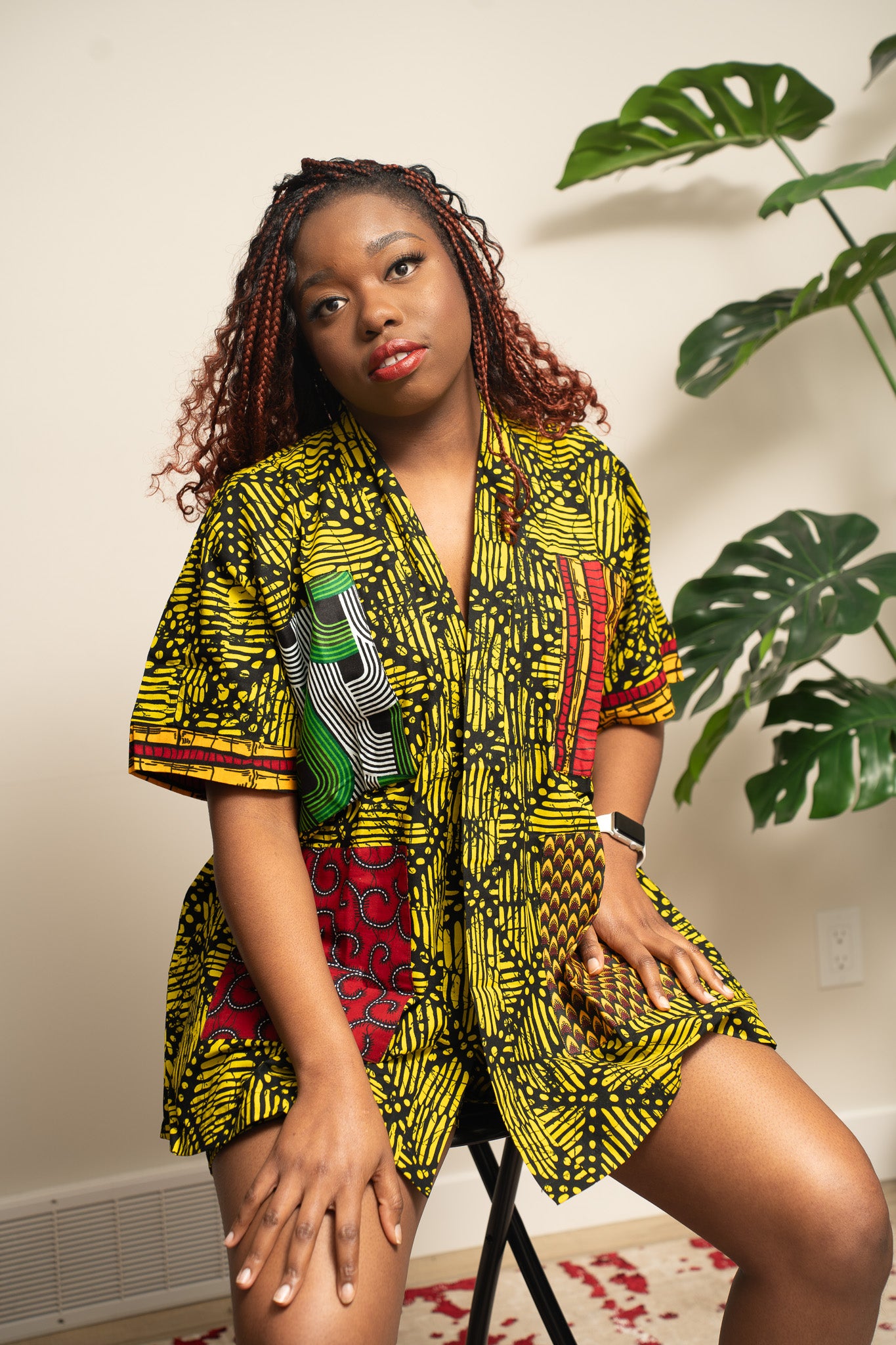 African Print Top and Short - Vibrant Tribal-Inspired Sunburst Design