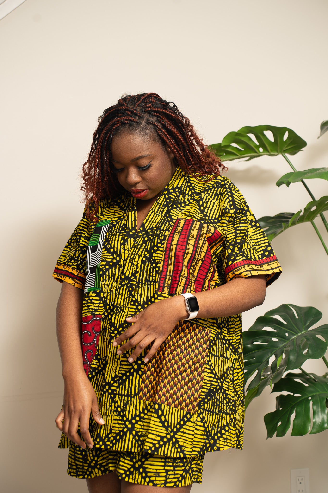 African Print Top and Short - Vibrant Tribal-Inspired Sunburst Design